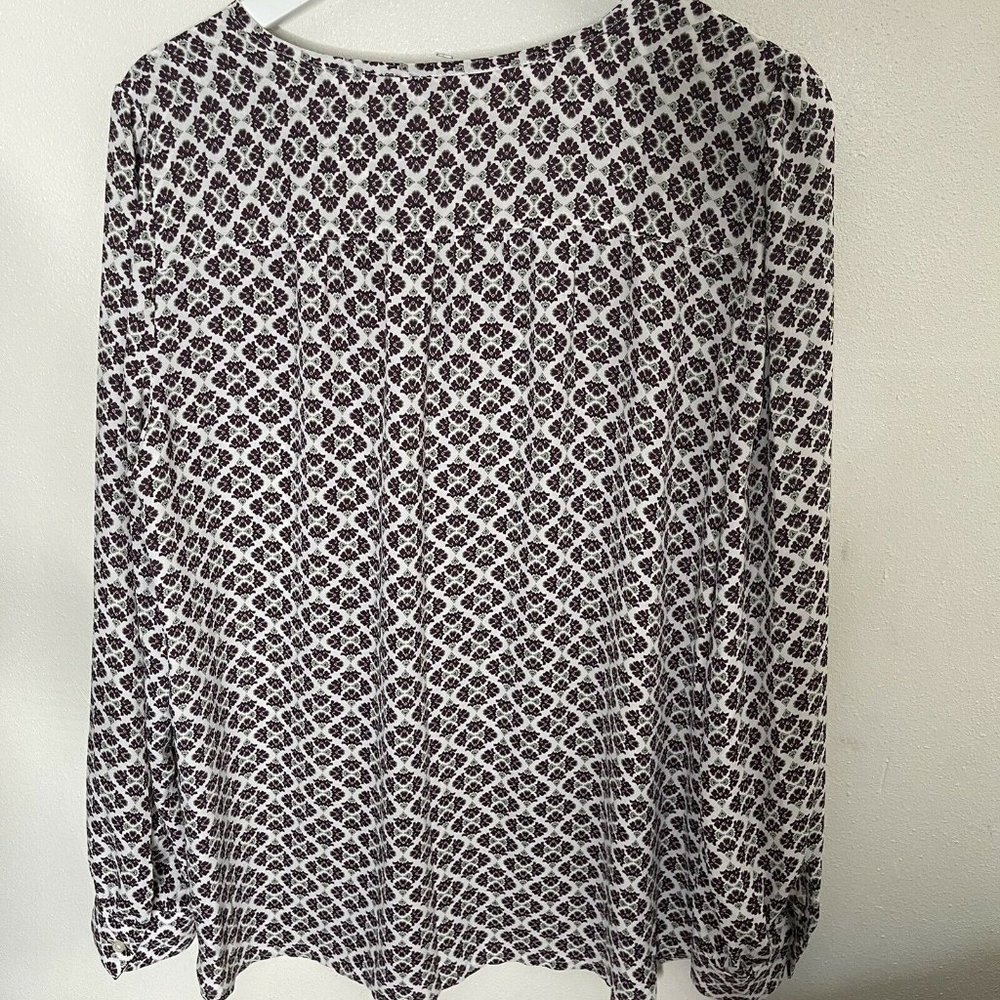 ANN TAYLOR LOFT Long Sleeve floral blouse Size Lar - Picture 6 of 8